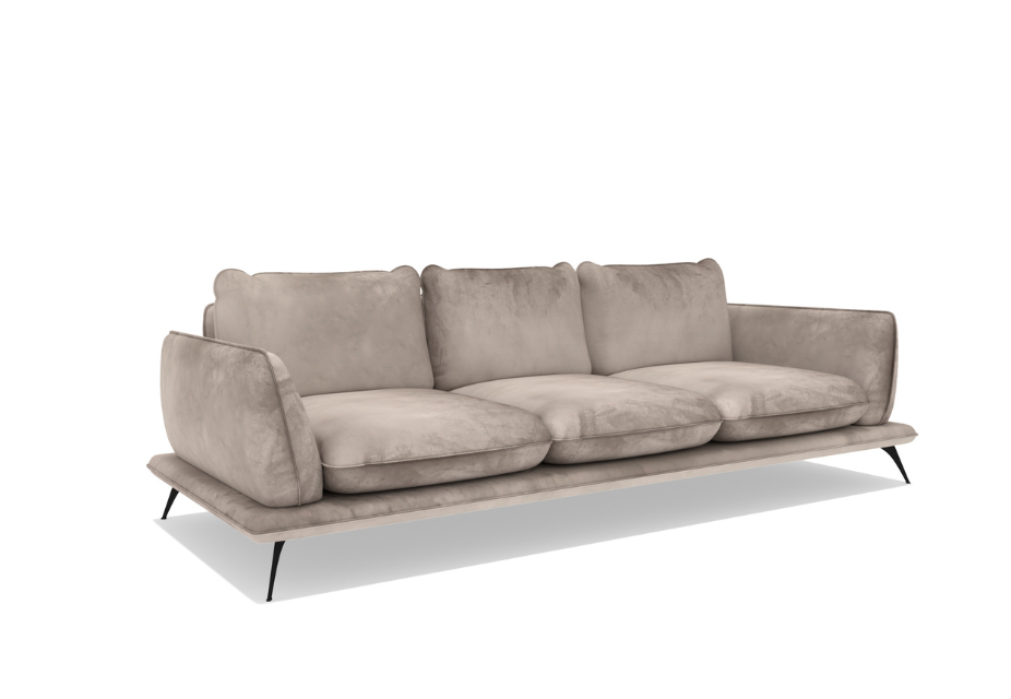 ANGELO - Canapé 3 places velours beige brillant
