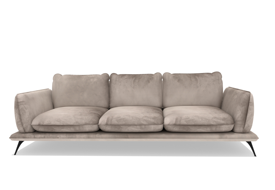 ANGELO - Canapé 3 places velours beige brillant