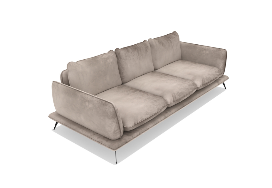 ANGELO - Canapé 3 places velours beige brillant