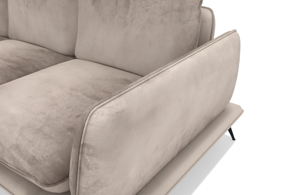 ANGELO - Canapé 3 places velours beige brillant