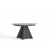 SOPHIA - Table ronde extensible en céramique marbrée beige et pied noir L120/180
