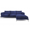 ANGELO - Canapé d'angle droit velours bleu marine