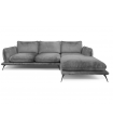 ANGELO - Canapé d'angle droit velours gris