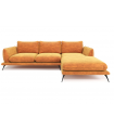 ANGELO - Canapé d'angle droit velours jaune vintage