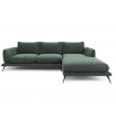 ANGELO - Canapé d'angle droit velours vert vintage