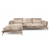 ANGELO - Canapé d'angle gauche velours brillant beige