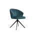 ANNA - Lot de 2 chaises pivotantes velours bleu vintage et pieds noirs