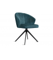 ANNA - Lot de 2 chaises pivotantes velours bleu vintage et pieds noirs