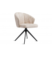 ANNA - Lot de 2 chaises pivotantes velours crème vintage et pieds noirs