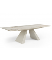 DEBORAH - Table à manger extensible en céramique beige - L 180 / 260