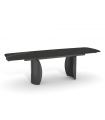 YASMINA - Table à manger extensible en céramique anthracite et pieds noirs - L 180 / 260