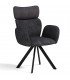 CAMELIA - Lot de 2 fauteuils de table pivotants en velours gris et pieds noirs