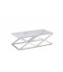 CARLA - Table basse, céramique effet marbre chrome