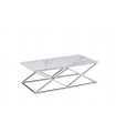 CARLA - Table basse, céramique effet marbre chrome