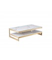 DINA - Table basse double plateau, céramique et pieds dorés