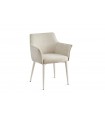 ATHENA - Lot de 2 Fauteuils de table en tissu chenille et pieds blanc cassé