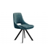 KLEA - Lot de 2 chaises velours bleu vintage et pieds noirs
