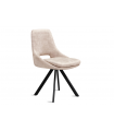 KLEA - Lot de 2 chaises velours crème vintage et pieds noirs