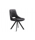 KLEA - Lot de 2 chaises velours gris vintage et pieds noirs