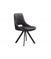 KLEA - Lot de 2 chaises velours gris vintage et pieds noirs