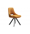 KLEA - Lot de 2 chaises velours jaune vintage et pieds noirs