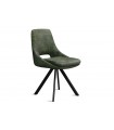 KLEA - Lot de 2 chaises velours vert vintage et pieds noirs