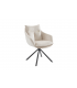 CELESTA - Lot de 2 fauteuils de table pivotants en tissu chenille blanc cassé et pieds noirs