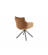 CELESTA - Lot de 2 fauteuils de table pivotants en tissu chenille jaune moutarde et pieds noirs