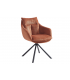 CELESTA - Lot de 2 fauteuils de table pivotants en tissu chenille terre et pieds noirs