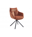 CELESTA - Lot de 2 fauteuils de table pivotants en tissu chenille terre et pieds noirs