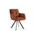 OYA - Lot de 2 fauteuils de table pivotants en velours côtelé terracotta et pieds noirs