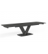 KENZA - Table à manger extensible en céramique anthracite et pied noir - L 180 / 260