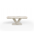KENZA - Table à manger extensible en céramique beige - L 180 / 260