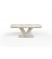 KENZA - Table à manger extensible en céramique beige - L 180 / 260