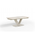 KENZA - Table à manger extensible en céramique beige - L 180 / 260