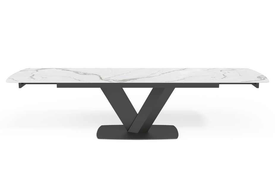 KENZA - Table à manger extensible en céramique Blanche - L 180 / 260