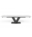 KENZA - Table à manger extensible en céramique Blanche - L 180 / 260