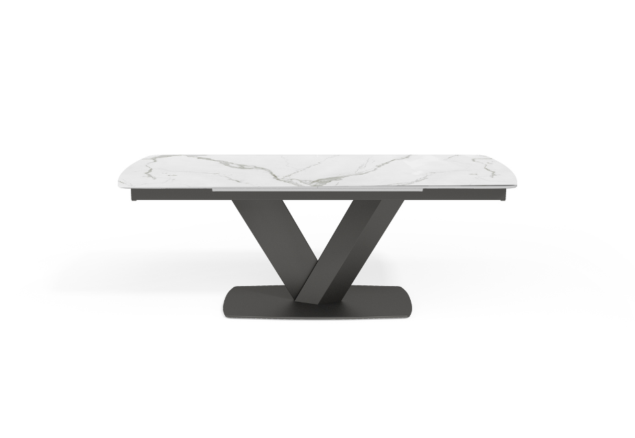 KENZA - Table à manger extensible en céramique Blanche - L 180 / 260