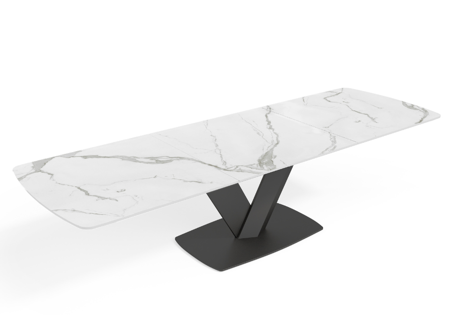 KENZA - Table à manger extensible en céramique Blanche - L 180 / 260