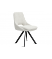 KLEA - Lot de 2 chaises en tissu bouclette crème et pieds noirs