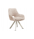 KLEA - Lot de 2 fauteuils de table pivotants velours crème vintage et pieds beiges