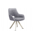 KLEA - Lot de 2 fauteuils de table pivotants en velours gris clair et pieds beiges