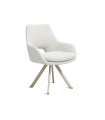 KLEA - Lot de 2 fauteuils de table pivotants tissu bouclette pieds beige