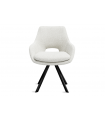 KLEA - Lot de 2 fauteuils de table pivotants tissu bouclette pieds noirs