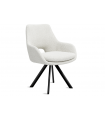 KLEA - Lot de 2 fauteuils de table pivotants tissu bouclette pieds noirs