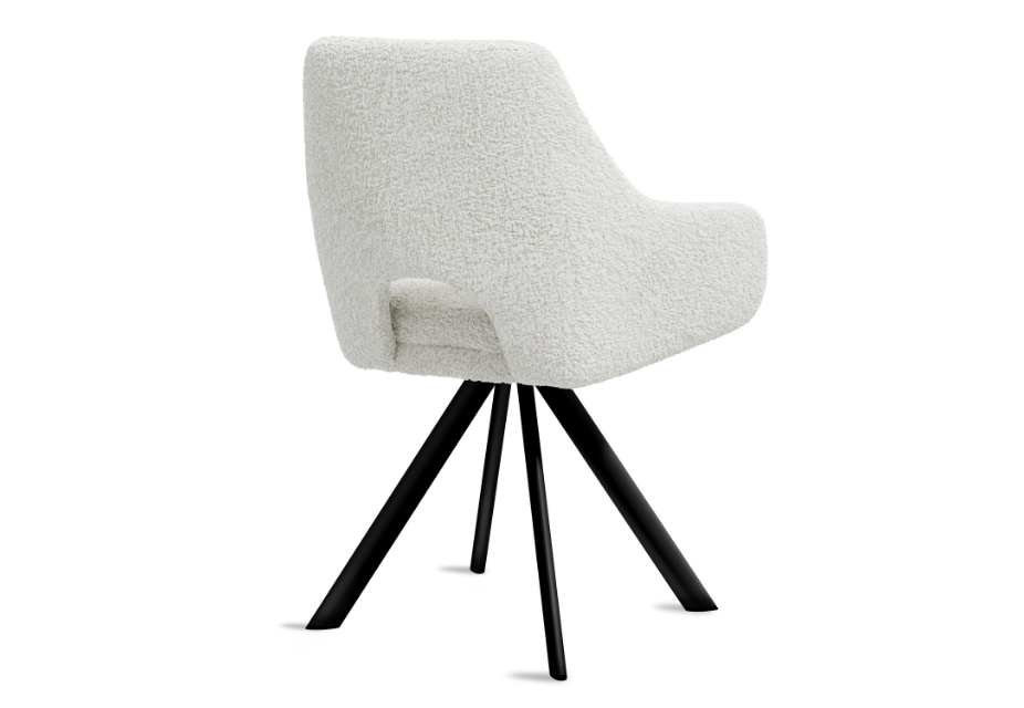 KLEA - Lot de 2 fauteuils de table pivotants tissu bouclette pieds noirs