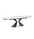 MELINA - Table extensible en céramique blanche effet marbre et pieds noirs - L 180 / 260