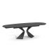 MELINA - Table extensible en céramique noir effet marbre et pieds noir - L 180 / 260