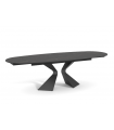 MELINA - Table extensible en céramique noir effet marbre et pieds noir - L 180 / 260