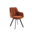 OLFA - Lot de 2 fauteuils de table pivotants en tissu terre lisse et pieds noirs